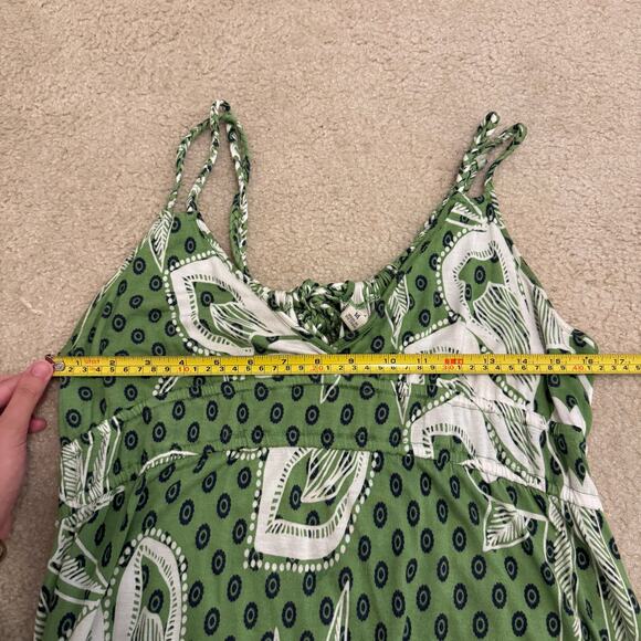 Old Navy Babydoll Spaghetti Strap V Neck Floral Maxi Dress Size M Green Beach - Picture 8 of 9